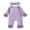 Purple, variant on Newborn Baby Girl Solid Color Ribbed Ruffled Romper Set Long Sleeve Crew Neck Full Length Jumpsuit with Bow Headband for Infant