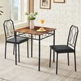 thumbnail image 4 of VECELO 3-Piece Dining Table Set with 2 Chairs, Wooden Dining Table for Home Kitchen Breakfast Nook, Brown, 4 of 8