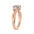 thumbnail image 4 of 1 Carat IGI Certified Princess Shape Lab Grown Diamond Engagement Ring | 14K Rose Gold |Dionne Three Stone Side Oval Shape Diamond Ring | FG-VS1-VS2 Quality Friendly Diamonds, 4 of 5