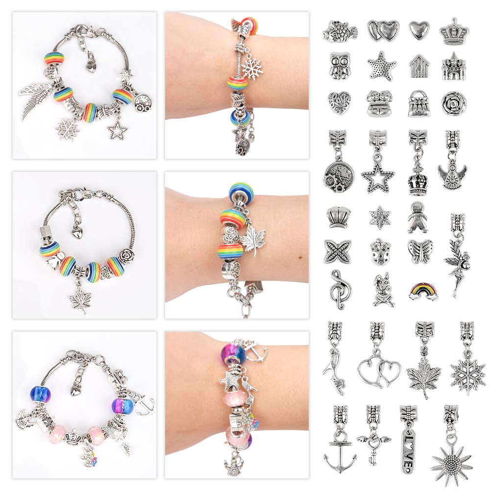  CharmWow Mermaid & Unicorn Jewelry Making Kit for Girls Ages 4+  - Create Unicorn Bracelet for Girls 4-6 or Mermaid Necklace for Girls -  Unicorn Gifts for Girls Age 6-8, Mermaid