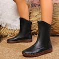 thumbnail image 5 of Bnwani Women Boots Fashion Zipper Low-Heel Flat Casual Solid Retro Boot Black Size 5.5, 5 of 7
