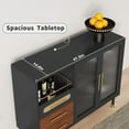 thumbnail image 3 of HLR 47.2" Coffee Wine Bar Cabinet with 2 Glass Doors, Modern Buffet Sideboard Table for Dining Room, Black, 3 of 8