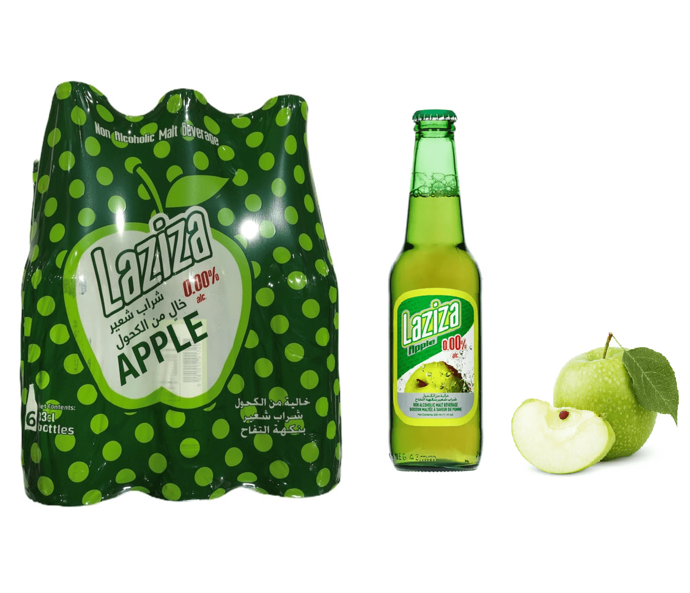 Apple Flavor Malt Beverage, One 6-Pack 8.45 fl. oz. (330ml) Glass Bottles