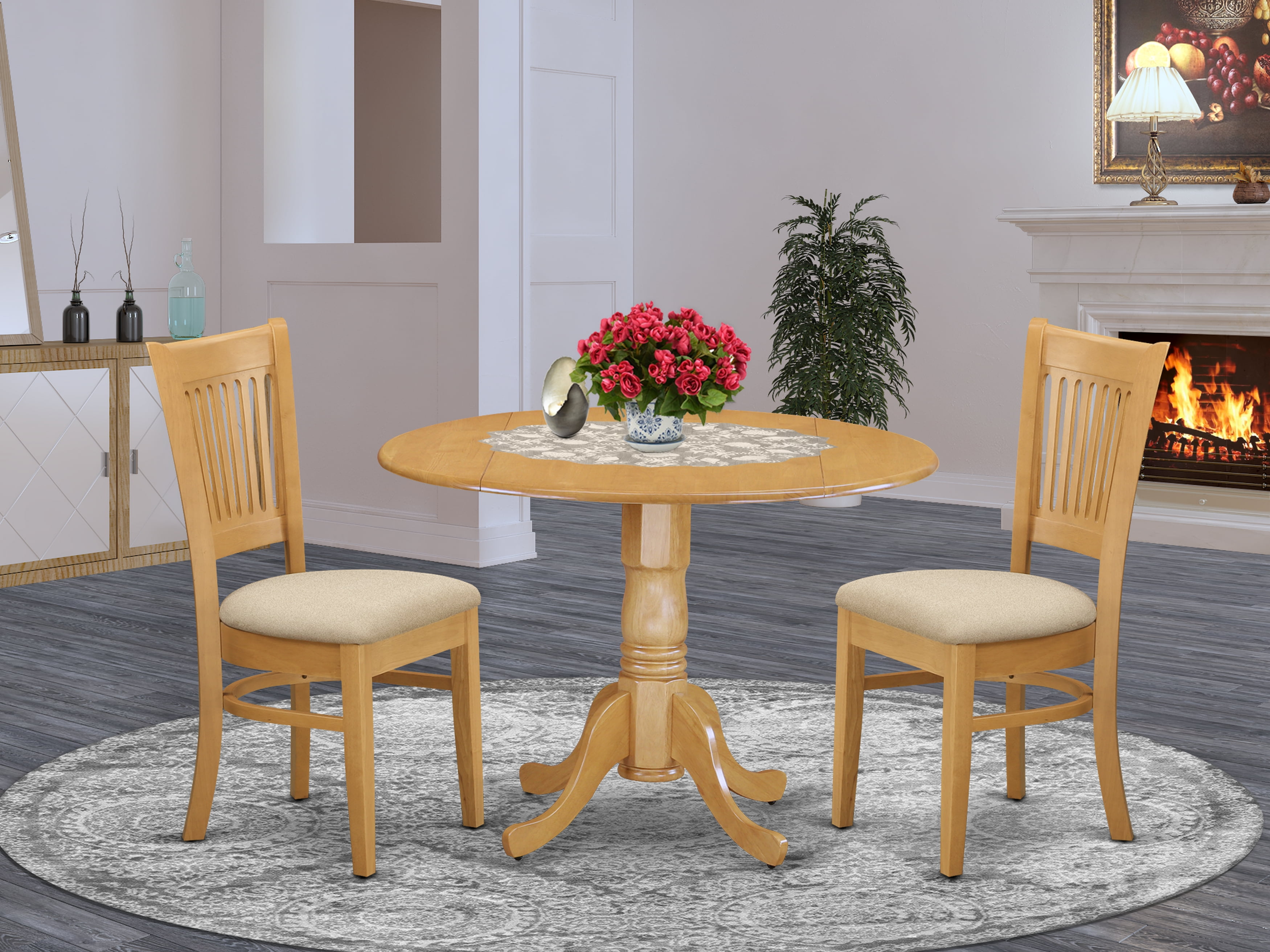 East West Furniture Kitchen Nook Dining, Wood Round Tables And Chairs