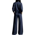 thumbnail image 3 of 2 Piece Sets for Women Zip Up Mock Neck Jacket and Wide Leg Pants Tracksuit Regular Breathable Athleisure Outfits ,M, 3 of 3
