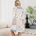 thumbnail image 7 of Zipper Robes for Women Lightweight 3/4 Length Sleeve Summer Bathrobes for Women Zipper Front Knee Length Vintage Floral Print Fashion Bathrobe Nightgown with Pockets Sky Blue M, 7 of 7
