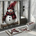 thumbnail image 5 of Christmas Shower Curtain Bathroom Set – 4PCS Santa Claus Themed Waterproof Set with Shower Curtain, Toilet Mat, U-Shaped Rug & Floor Mat – Holiday Bathroom Décor with Hooks, 5 of 5