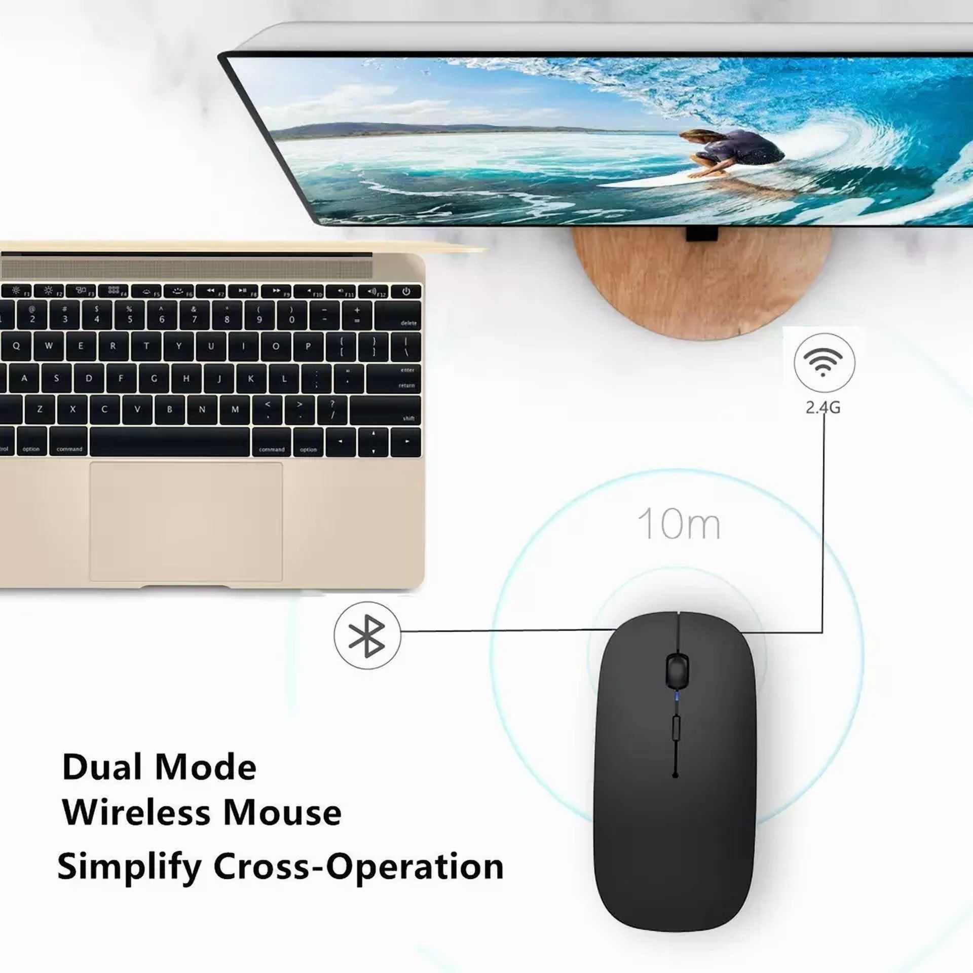 CIRCLE- Bluetooth Mouse, Pro-V Slim Dual Modes Bluetooth4.0/2.4G Wireless Mice, Silent