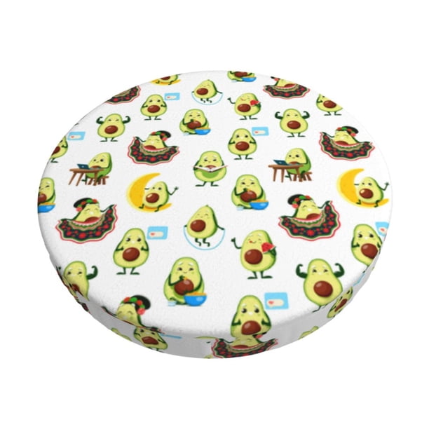 Balery Funny Avocado In Mexican Clothes Fundas de asiento para taburete de bar redondo de tela de terciopelo ajustables que protegen de arañazos y manchas para sillas de 14 a 17 pulgadas.-12 inch