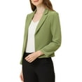 thumbnail image 5 of INSPIRE CHIC Women's Blazer Open Front Wear-to-Work Summer Crop Suit Jacket M Avocado Green-Solid, 5 of 7