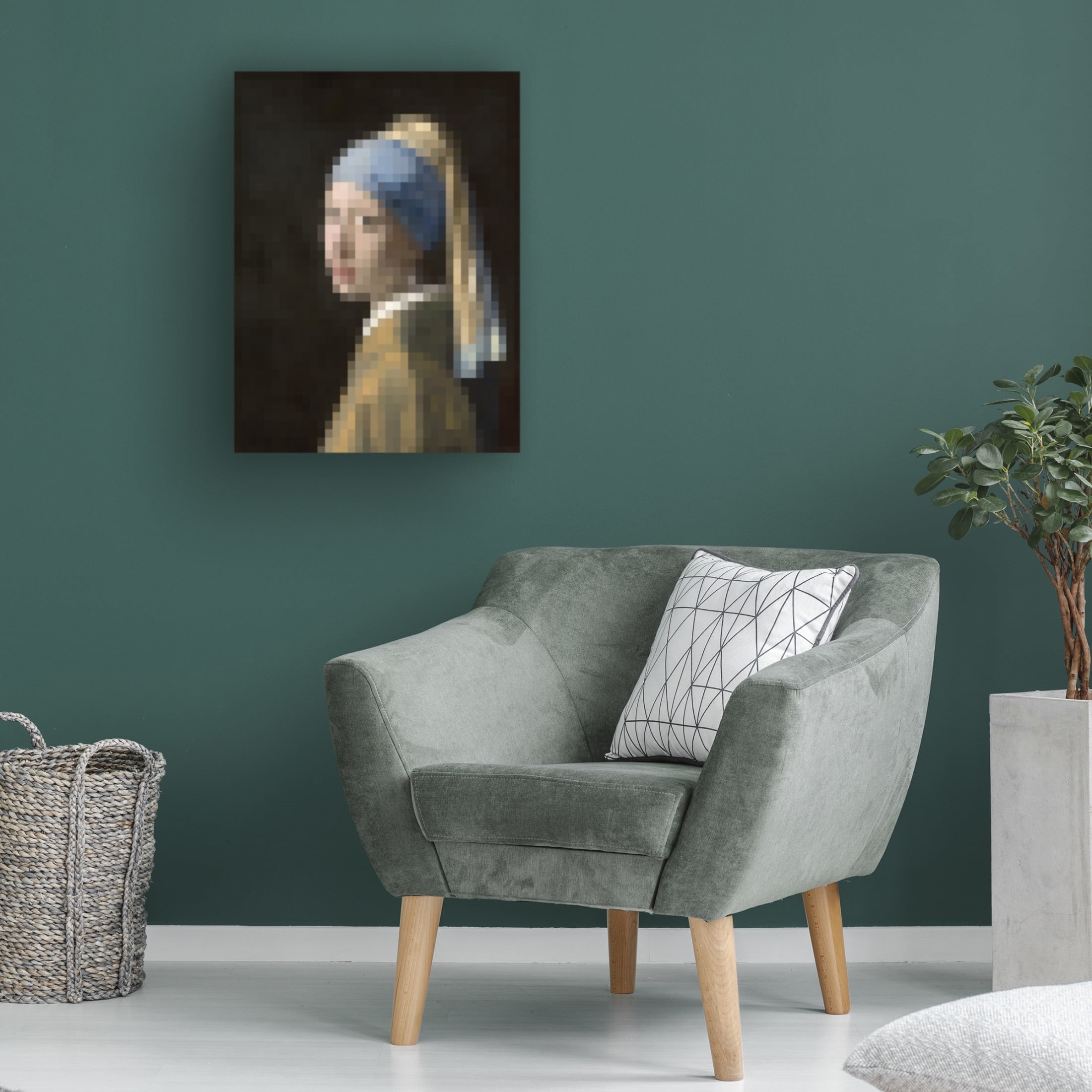 Trademark Fine Art Studio W  Pixelated Girl with a Pearl Earring Canvas Wall Art