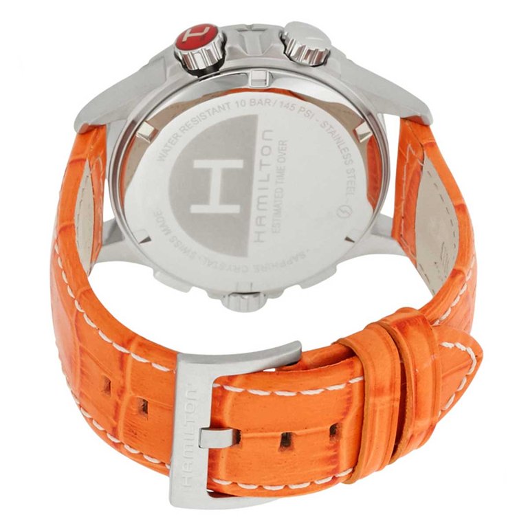 Hamilton H77612933 Men's Khaki ETO Lefty Black Dial Orange Leather