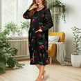 thumbnail image 3 of Xoenoiee Black Cherry Print Womens Robe Long Zipper Front Bathrobe Full Length Housecoat Soft Nightgown Sleepwear Nightdress for Ladies, Size L, 3 of 7