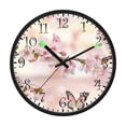 thumbnail image 2 of Voice Activated Clock with Glow Light 12 Inch Large Silent Wall Clock Battery Operated for Home Decor Beautiful Cherry and Butterflies, 2 of 8