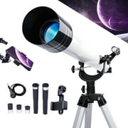 LAKWAR Telescope for Kids, Beginners, Adults, 900mm/60mm Starter Scope Astronomical Refractor Telescope Good Partner to View Landscape and Planet, with Tripod, Wire Shutter, Phone Adapter White