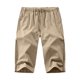 thumbnail image 1 of Pantalones capri de lino para hombre: pantalones de playa holgados con cordón ajustable, corte amplio, cintura ajustable, bolsillos profundos, ropa informal de verano, 1 of 3