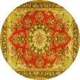 thumbnail image 1 of Ahgly Company Machine Washable Indoor Round Persian Yellow Traditional Area Rugs, 3' Round, 1 of 4