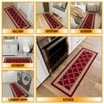 thumbnail image 2 of Ottomanson Trellis Bathroom Runner Rug 20" x 53" - Non Slip Low Pile Carpet, Burgundy Red, 2 of 13