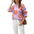 thumbnail image 2 of Liacowi Women Juniors Knitted Sweater Long Sleeve Butterfly Pullover Jumpers Tops Fall Loose Knitwear for Teen, 2 of 9