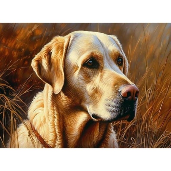 White Labrador Retriever Dog 5D Diamond Art Painting by Number Kits for Adults DIY Paint with Round Full Drill Diamond Gems Painting Art Craft for Home Wall Decor 11.8x15.8in
