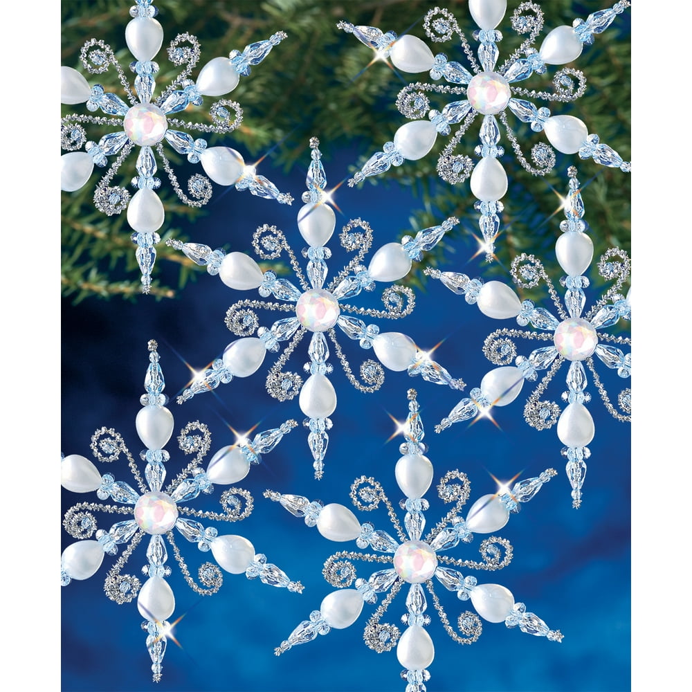 Holiday Beaded Ornament Kit-Light Sapphire Snowflake Makes 6 - Walmart