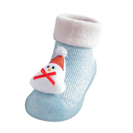 Christmas Baby Sneakers Toddler Baby Kids Girls Boys Christmas 3D Cartoon Slipper Socks Shoes Prewalker Christmas Children s Clothing Holiday Gifts 3 Months-6 Months