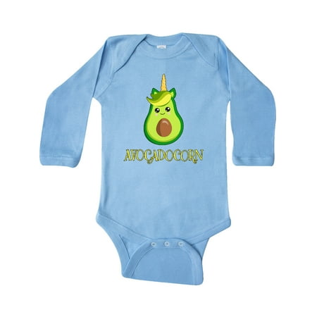 

Inktastic Avocadocorn Avocado with Unicorn Horn and Ears Gift Baby Boy or Baby Girl Long Sleeve Bodysuit