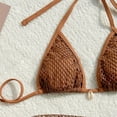 thumbnail image 4 of Arnsht Women's Triangle Bikini Fishnet Tie Side Halter String Bikini Set Three Piece Swimsuit Bathing Suits Coffee XL, 4 of 5