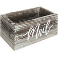 thumbnail image 5 of MyGift Rustic Torched Wood Tabletop Mail Holder, Brown Wood Desktop Letters, Bills, Notes and Postcard Bin for Home Office Dorm Room, 5 of 6
