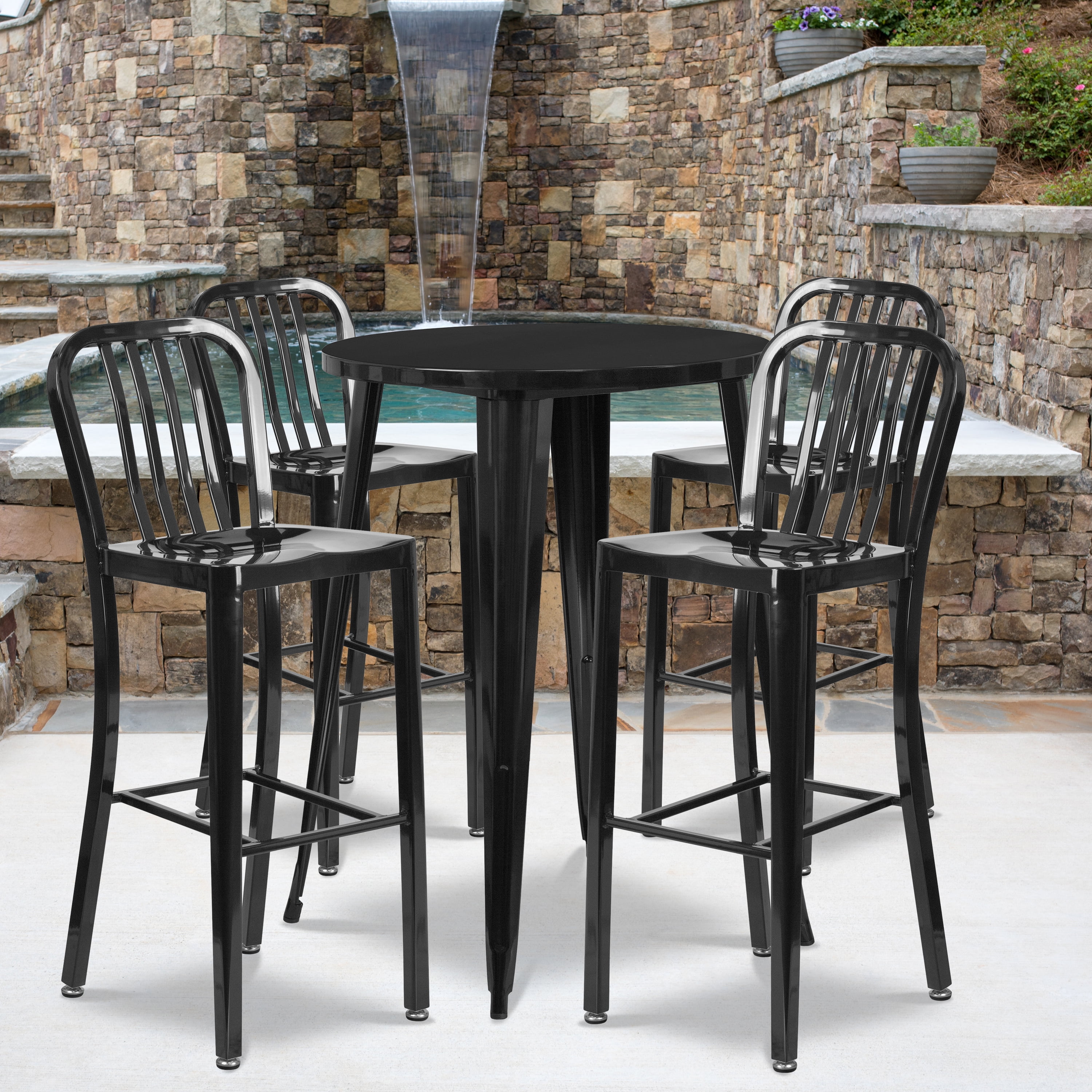 Flash Furniture Commercial Grade 30" Round Black Metal IndoorOutdoor