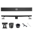 thumbnail image 1 of KFFKFF 24-Inch Rectangular Shower Drain with Square Design Grate, Matte Black, Crafted from Brushed 304 Stainless Steel, Includes Hair Strainer, Modern Linear Drain, 1 of 9