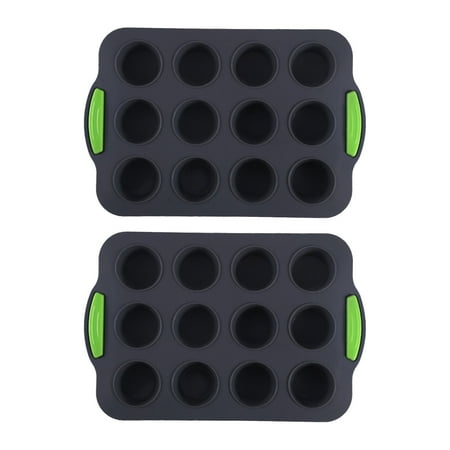 

2pcs Daily Cupcake Baking Easy Clean Non Stick Soft Silicone 12 Cups Muffin Pan