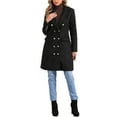 thumbnail image 2 of INSPIRE CHIC Pea Coat for Women's Notched Lapel Double Breasted Mid Long Winter Warm Coats Black 2XL, 2 of 5