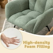 Hforesty Nursery Rocking Chair Teddy Upholstered Glider Rocker,with Comfortable Armchair for Living Room & Nursery, GREEN