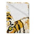 thumbnail image 2 of Animal Soft Flannel Fleece Blanket, Wildlife Theme Vector Illustration of a Tiger Portrait Grunge Style Illustration Print, Cozy Plush for Indoor and Outdoor Use, 70" x 90", Orange, by Ambesonne, 2 of 5