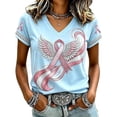 thumbnail image 2 of Women's Pink Ribbon Angel Wings T-Shirt in October We Wear Pink Support Shirt Survivor Breast Cancer Awareness Top, 2 of 7