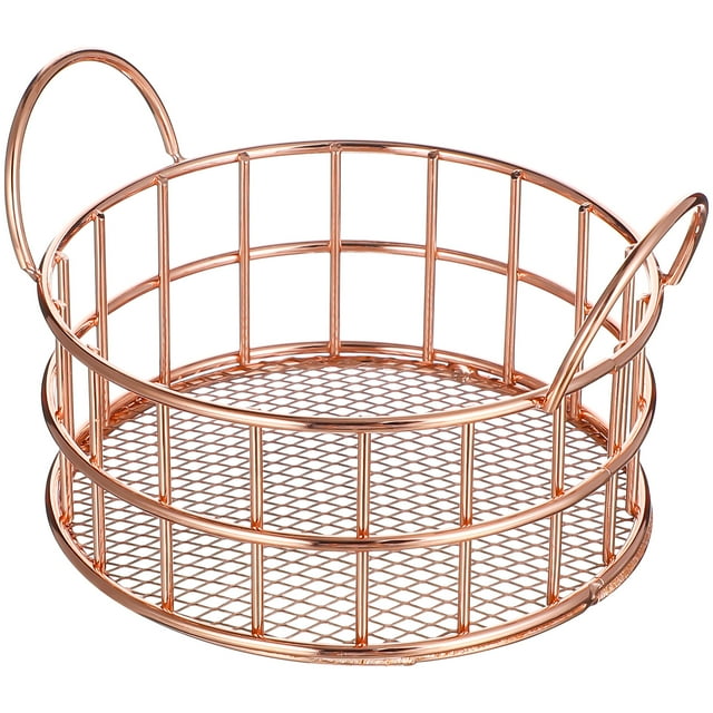 FRCOLOR storage box Rose Gold Metal Storage Basket for Cosmetics Snacks or Sundries Stainless Steel Multifunctional Practical,3.94"X3.94"X2.76"