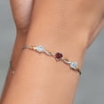 thumbnail image 4 of Gem Stone King 925 Silver and 10K Yellow Gold Sky Blue Aquamarine and Red Garnet and Lab Grown Diamond Tennis Bracelet for Women By Keren Hanan (2.00 cttw, Adjustable up To 9 inch), 4 of 4