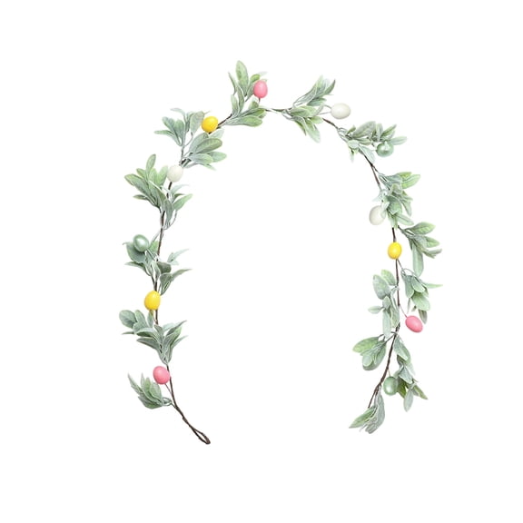 6 FT Lighted Easter Egg Garland, Artificial Floral Spring Garlands for Mantle Fireplace Garland for Spring Home Decor Easter Party Indoor Outdoor Decoration