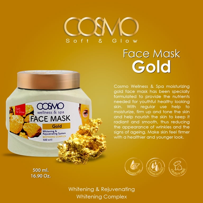 Pack of 3 Cosmo Wellness & Spa Face Mask 16.9 Oz - Gold - Walmart.com