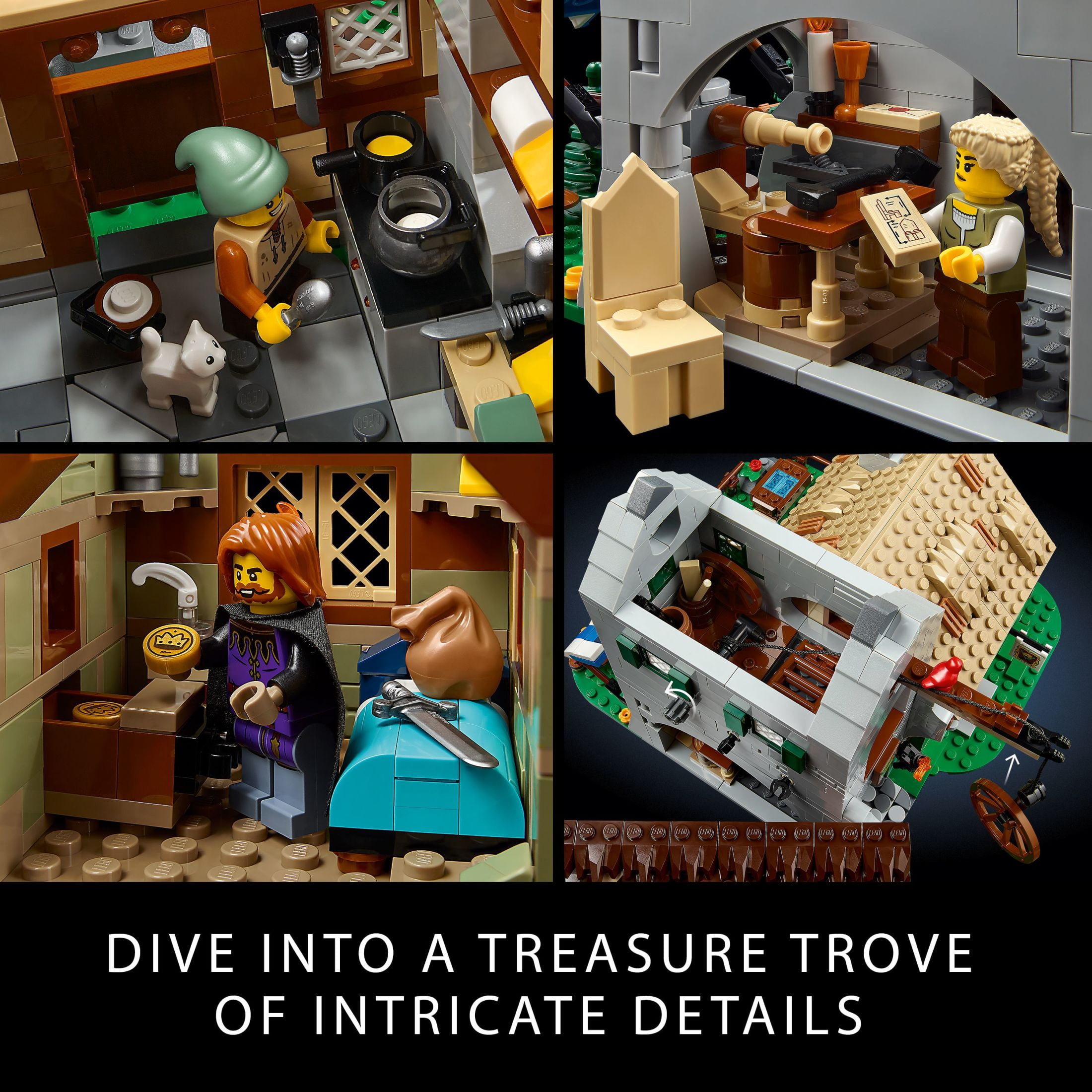 LEGO Icons Medieval Town Square Building Set for Adults - Office or Shelf Decor for Men & Women, Ages 18+ Years - W/ 8 Medieval Minifigures - Gift for Birthdays - 10332