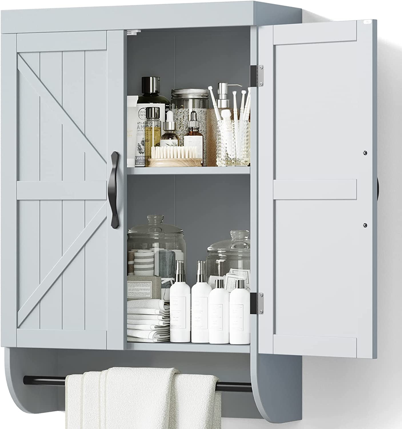 Bathroom Storage Wall Over The Toilet with Adjustable Shelf