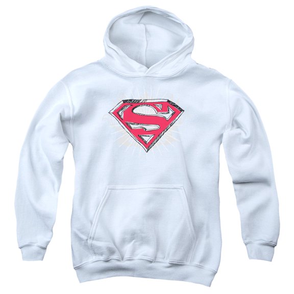 Superman - Hastily Drawn Shield - Youth Hooded Sweatshirt - Medium