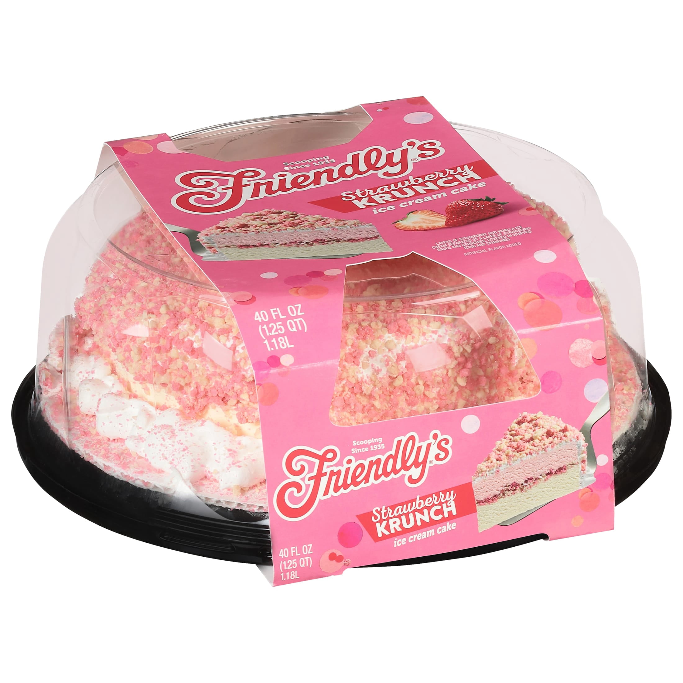 Friendly's Strawberry Krunch Cake, Vanilla Flavored and Strawberry Ice Cream Cake - 40 Fl Oz