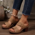 thumbnail image 4 of Lenago Women Sandals Casual Comfortable Plus Size Solid Color Round Toe Open Toe Heel High-Heeled Sandals 42, 4 of 9