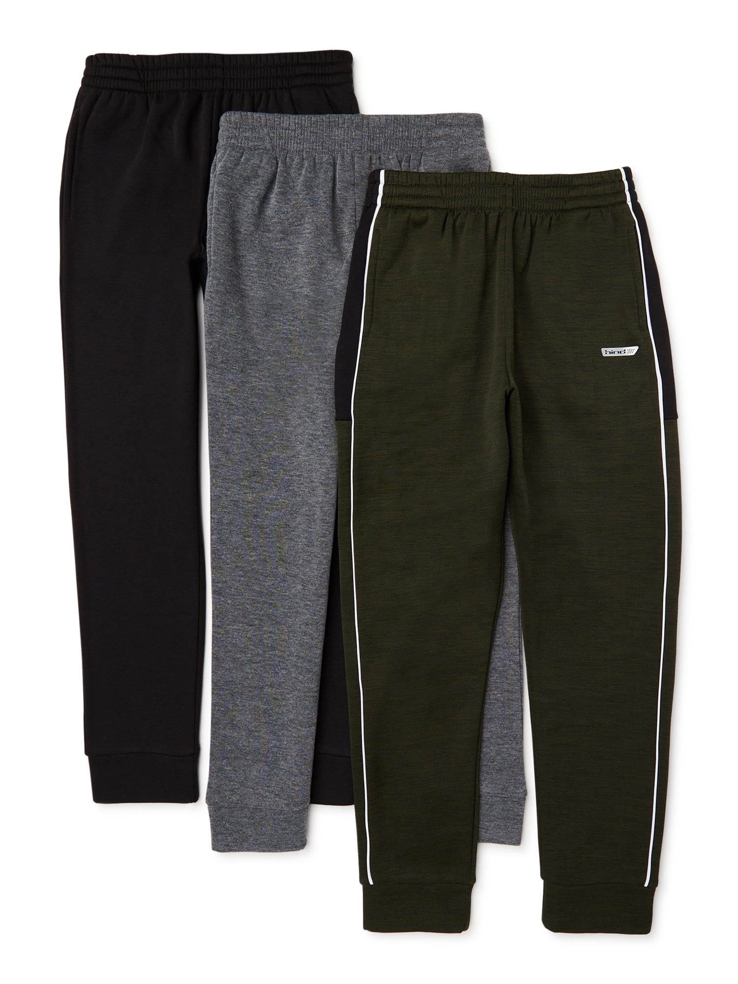 Hind Boys 3-Pack Fleece and Tricot Jogger Sweatpants with Pockets for Athletic & Casual Wear 