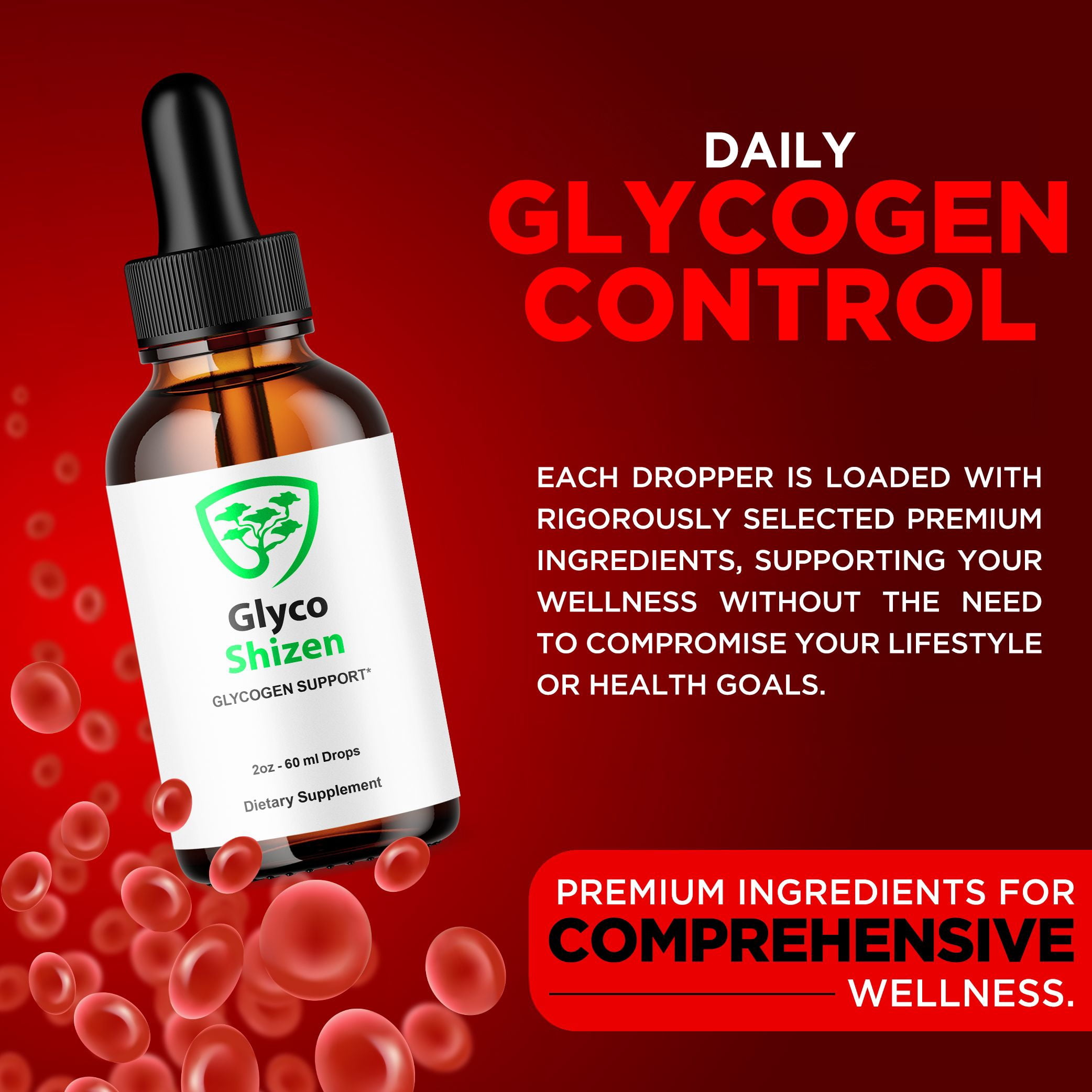 Glyco Shizen Glycogen Support Drops Advanced Formula Vitamin Supplement 60 Servings