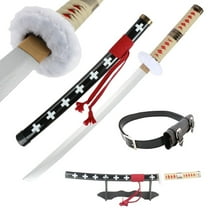 31 inches Bamboo Wooden Roronoa Zoro Sword with Belt Holder Stand, Death Surgeon Trafalgar Law Swords