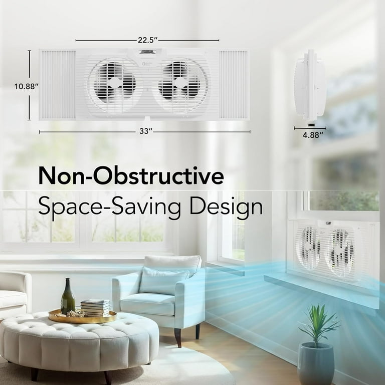 Comfort Zone 9-Inch Twin Window Fan, White, 3-Speed - Walmart.com