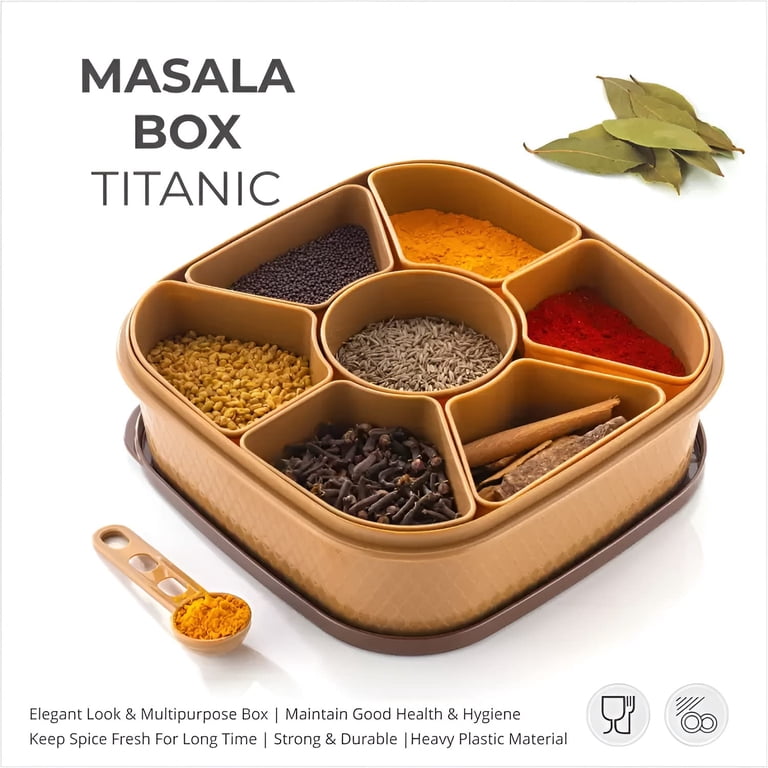 Plastic Masala Box Wooden Style Spices Containers For Keeping